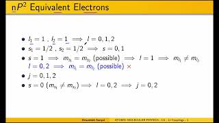 Atomic &amp; Molecular Physics - LS &amp; JJ Coupling  (1)