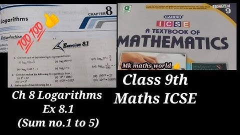 Class 9th ICSE Maths Ch 8th logarithms Ex 8.1( sum no.1 to 5) easy explained👍 subscribe👍like👍share👍