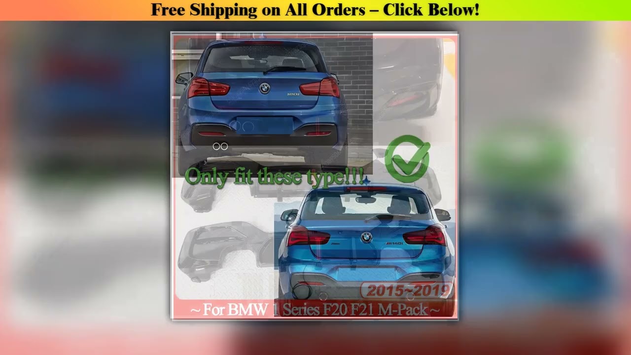 Car Rear Diffuser Lip Bumper With Red LED Light For BMW 1 Series F20 F21 116i 120i 125i M135i