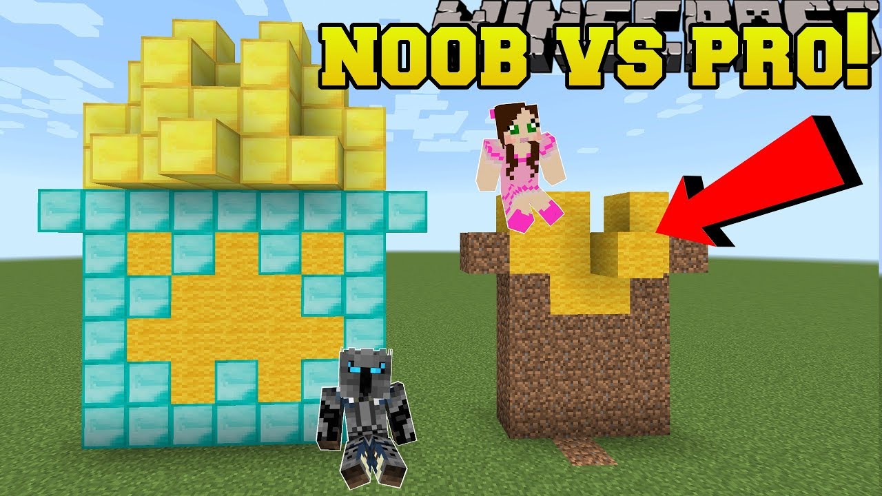Minecraft Noob Vs Pro Build Battle With 3 Blocks Mini Game Youtube - pat and jen popularmmos roblox going from noob to pro in