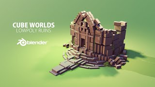 LOWPOLY Cube Worlds #6 | Flat Shading | Blender Speed Modeling | Concept Art | 3d Environment Design screenshot 5