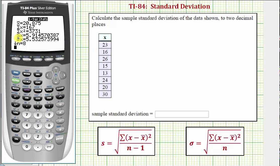 TI84 One Variable Statistics Standard Deviation YouTube