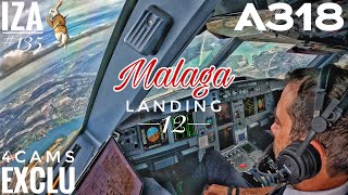 [NEW ANGLE] A318 AGP 🇪🇸 Malaga | LANDING 12 | 4 Cockpit Camera Angles 4K | ATC & Crew Comm