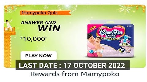 Amazon Mamypoko Quiz Answers Today |4 October 2022 | Daily Quiz Time