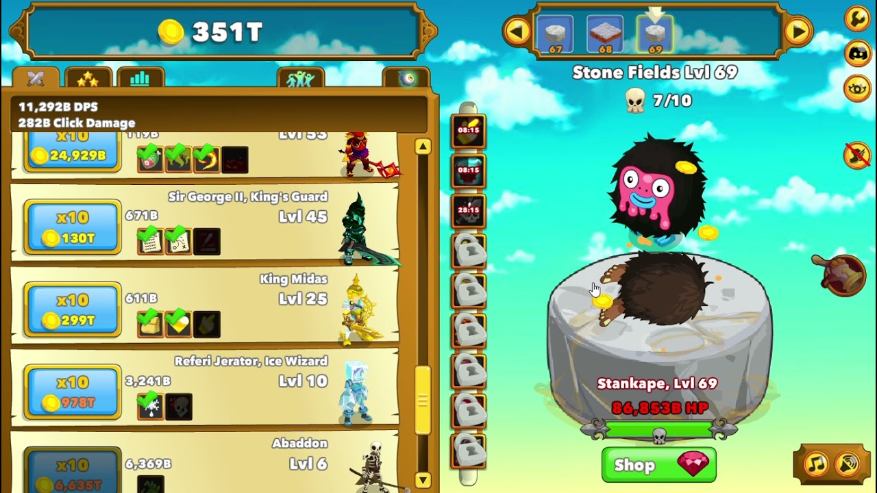 Clicker Heroes walkthrough part 29 levels 45-110+1-100 (So many heroes souls.)