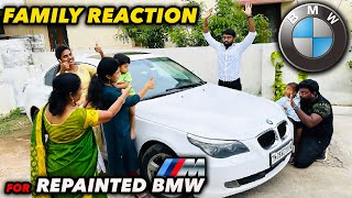 Family Reaction to My Repainted ⚫️🔵⚪️ BMW | Mom👵🏻 Got ANGRY😡 Semma 🤪| White HULK | DAN JR VLOGS