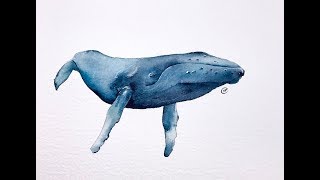 whale watercolor painting easy demonstration watercolors getdrawings
