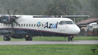 ATR 72-600 AZUL - (PR-AQI) - Pouso e Decolagem com Chuva Forte em Joinville 16/09/2022