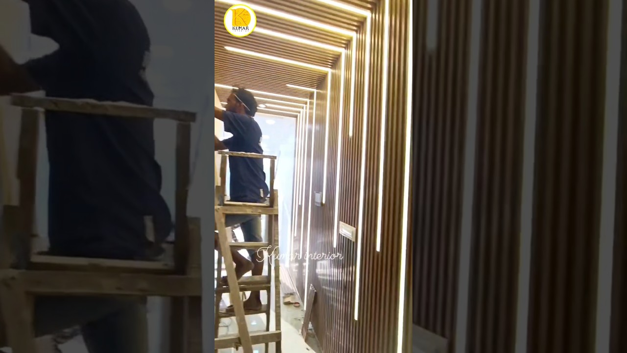 LED PROFILE LIGHT FOYER PASSAGE AREA WALL PANELLING LOUVERS DESIGNER IN THANE MUMBAI 