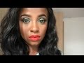 GREEN EYE MAKE UP TUTORIAL + ORANGE LIP ON DARK SKIN | BOLD GLAM