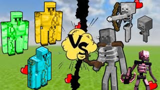 Diamond Gold Emerald Golems vs All skeleton in Minecraft 🤪