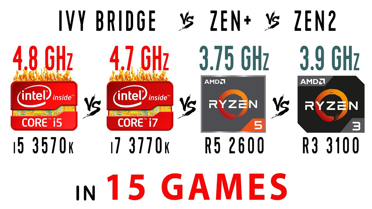 I5 3570k Vs I7 3770k Vs Ryzen 5 2600 Vs Ryzen 3 3100 In 15 Games Youtube