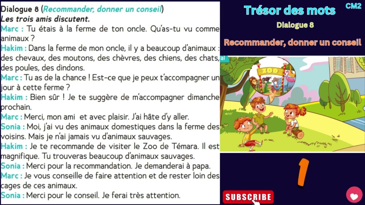 Trésor des mots l CM2 l Unité 4 l Dialogue 8 l Recommender, donner un conseil