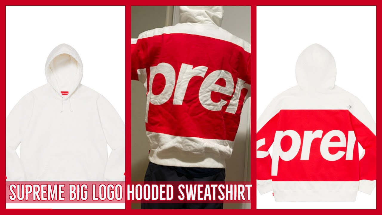 SUPREME Big Logo Hooded Sweatshirt L 白