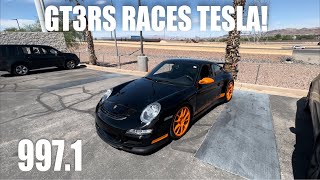2007 Porsche GT3 RS Quick Drive &amp; Dragy! | + Racing Tesla M3 LR AWD!