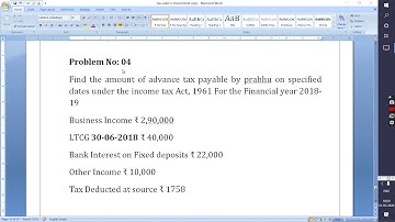 VI sem Bcom Business Taxation Tax Under E- Environment Advance Tax prb num 04