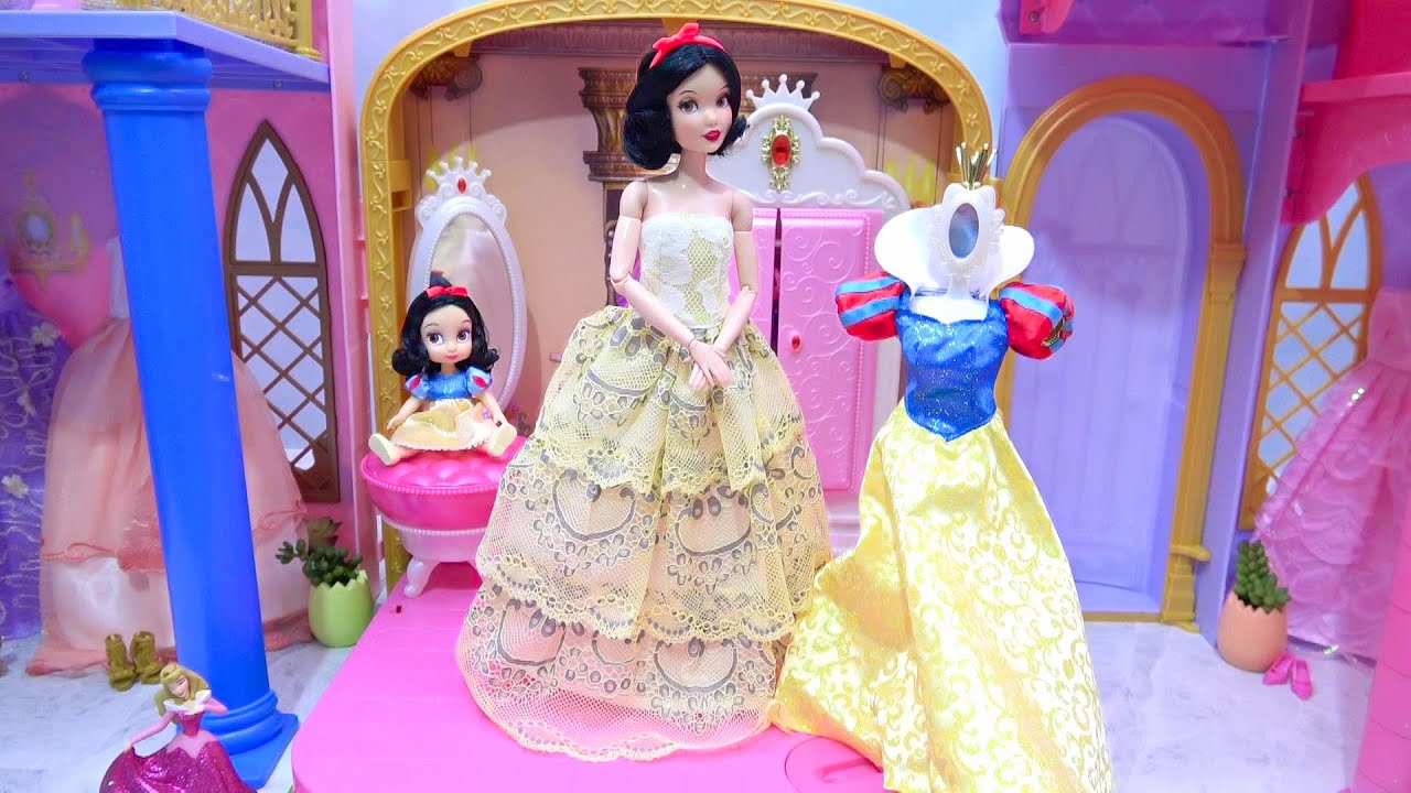 白雪姫 プリンセスお姫様のお部屋でドレスに大変身 人形 シンデレラかぼちゃの馬車 手作り工作 Diy Barbie Dolls Hair Tools Crafts Youtube