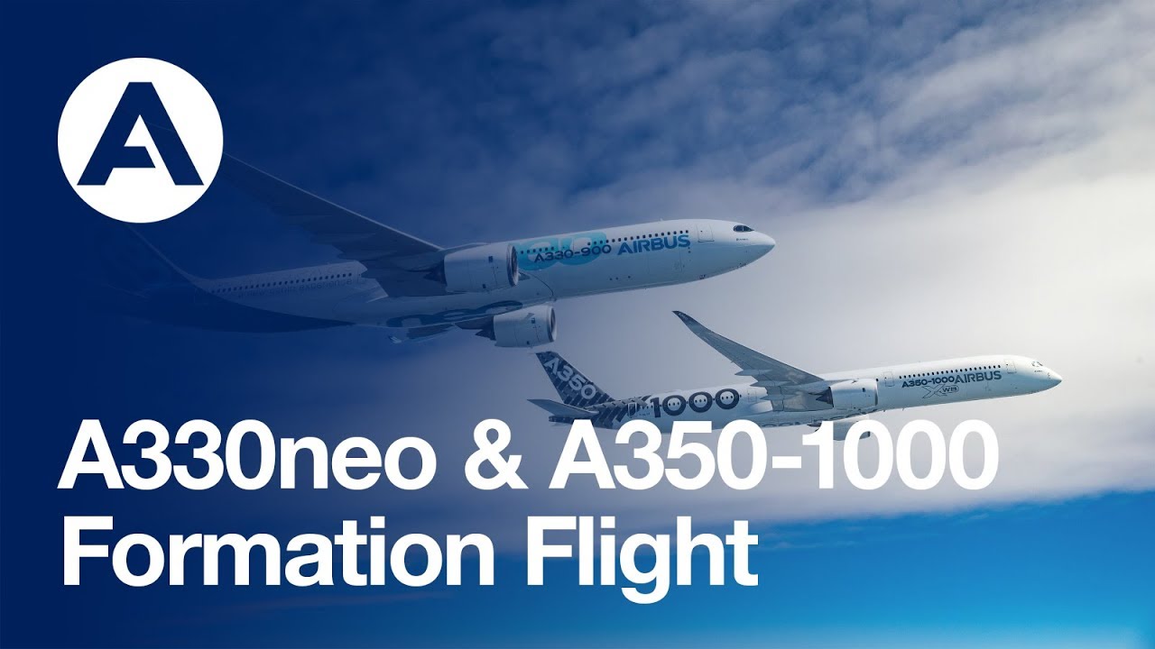 A330neo & A350-1000 in a unique formation flight - YouTube