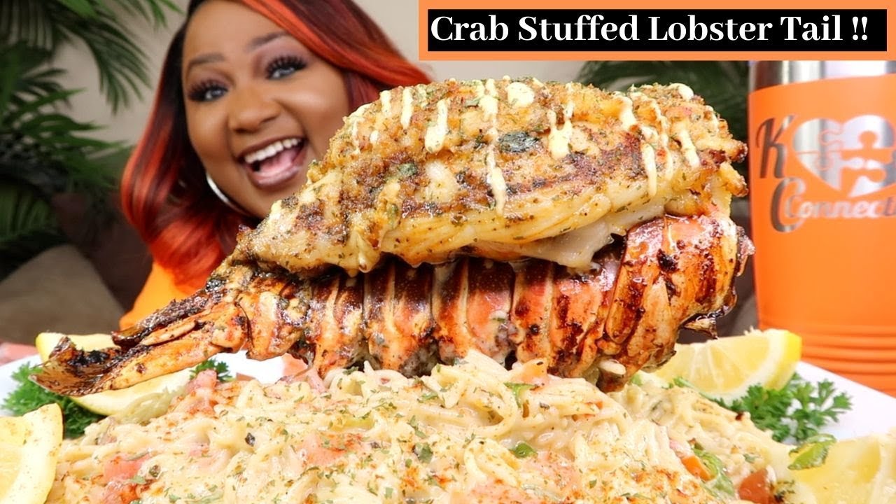 ХВОСТ ЛОБСТЕРА, ФАРШИРОВАННЫЙ ГИГАНТСКИМ КРАБОМ, МУКБАНГ С МОРЕПРОДУКТАМИ + СЛИВОЧНАЯ ПАСТА АЛЬФРЕДО