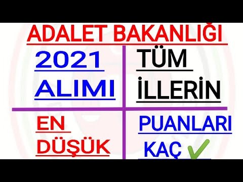 ADALET BAKANLIĞI 2021 ALIMLARININ EN DÜŞÜK PUANLARI TABAN PUANLAR-İL İL EN DÜŞÜK PUAN-BAŞVURU SAYISI