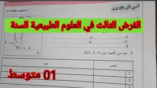 الفرض الثالث في العلوم الطبيعية السنة الأولى متوسط 2024