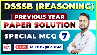 DSSSB | Reasoning | previous year paper solution | Most Important Questions | RJ CAREER POINT