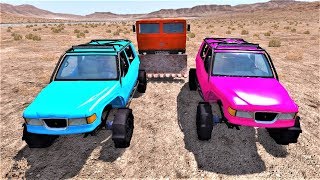 Машины монстры преследуют цветные джипы в пустыне - Бимка погони