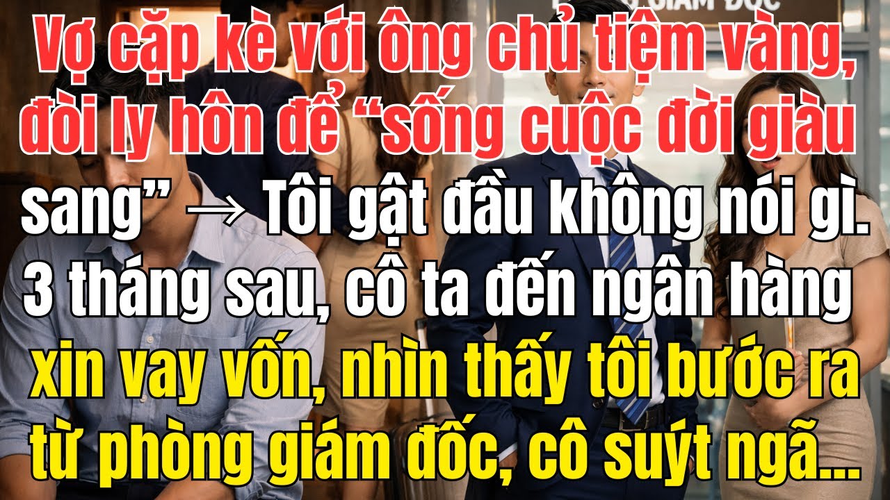 Vợ cặp kè với ông chủ tiệm vàng, đòi ly hôn để sống cuộc đời giàu sang. Tôi im lặng gật đầu. 3...