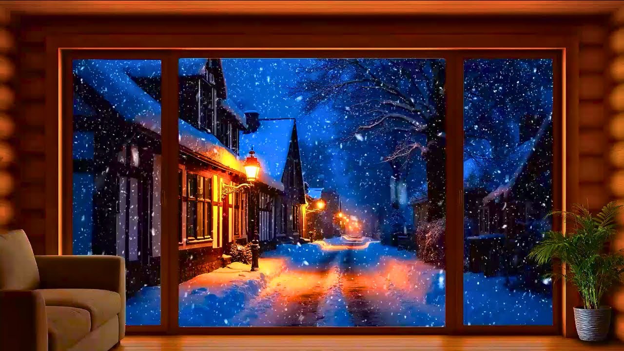 Winter Village Serenity ❄️ Piano & Snow Sounds for Peaceful Study and Deep Rest
