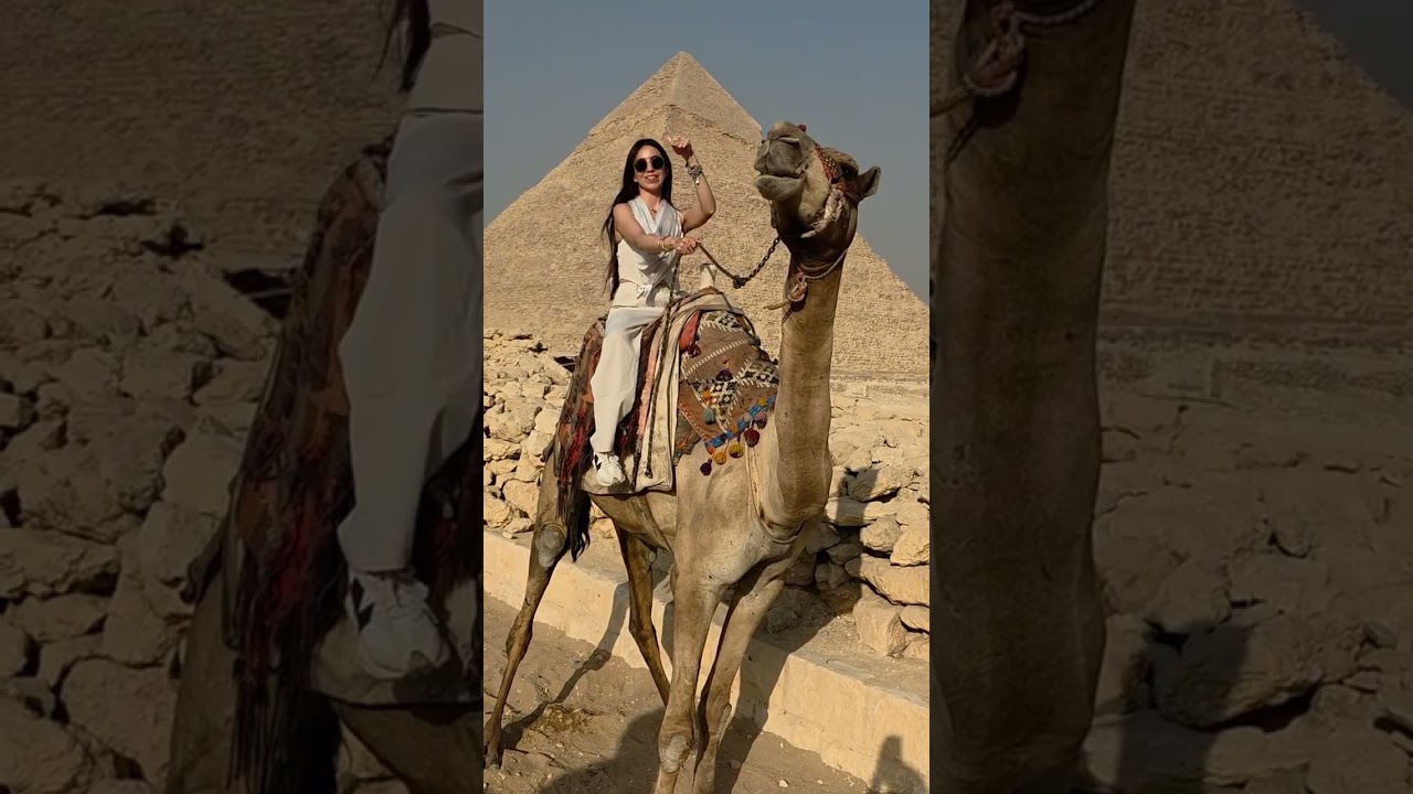 The wonderful shape of beauty in the pyramids of Giza🐫✨ #scanpyramids #polyphemus #ancientwonders