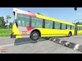 LONG BUS, SCHOOL BUS, TRUCKS Vs MASSIVE SPEED BUMPS - BeamNG.Drive