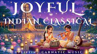Joyful Indian Classical | Blissful Lake Temple Night 🎵Uplifting Carnatic Instrumental 🌸 | Lotus Naad
