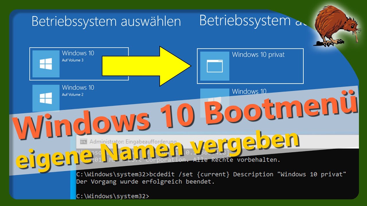 Namen im Windows Boot Manager abändern - YouTube
