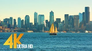 4K (Ultra HD) Сиэтл Релакс видео - Вид с лодочной станции Don Armeni - 2,5 часа