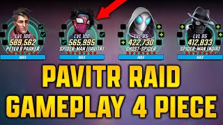 PAVITR - 4 PIECE - RAID GAMEPLAY - ONE SHOT FIRST NODE - MARVEL Strike Force - MSF