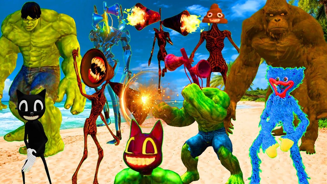 Team Siren head VS Kong VS Hulk VS Cartoon cat and SCP MOnsters - YouTube