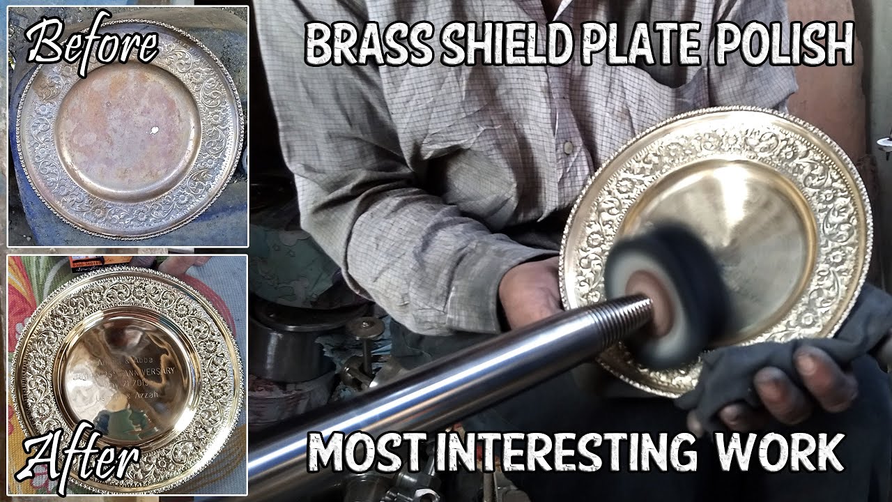 how to clean old brass shield plate//polish brass plate most