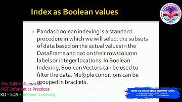 SVSSS (12 CBSE)  XII IP - 5.19 - Boolean Indexing