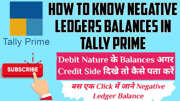 How to Know Negative Balance Ledgers Name in Tally Prime || Negative ledger balance in Tally ||