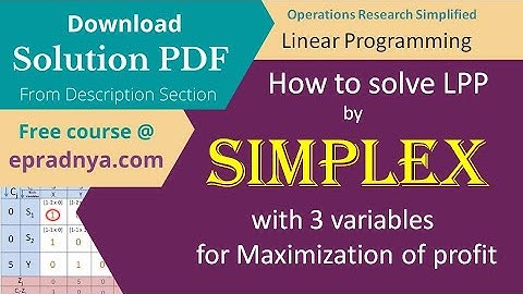 Simplex method linear programming | simplex method for 3 variables | Solution PDF