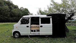 バックドアテントで真夏の車中泊！Car camping with backdoor tent!