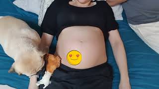 Baby Jun Lia Moving Inside Mom's Belly (Pregnant Belly - Baby Moving)