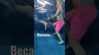3 Years Old No better place to swim then under Dads Legs!💦 #3yearsold #learntoswim #shorts