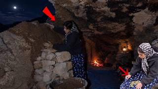 Homeless Girl Builds a Stone Wall in a Cave to Survive the Cold!