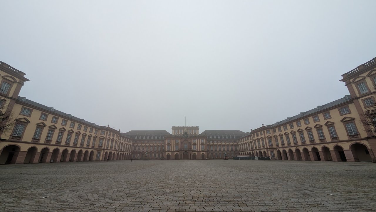 【ドイツ散歩】マンハイム城からネッカー川へ。格子状の街並みを一直線に歩く｜Mannheim Virtual Walk