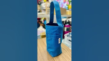 Túi vải cầm tay đựng bình nước, ly trà sữa đa năng trơn màu Xanh biển canvas, may thủ công 100%