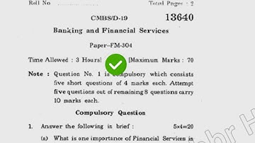 2019 KUK MBA 3rd Sem Banking & Financial Service Question Paper