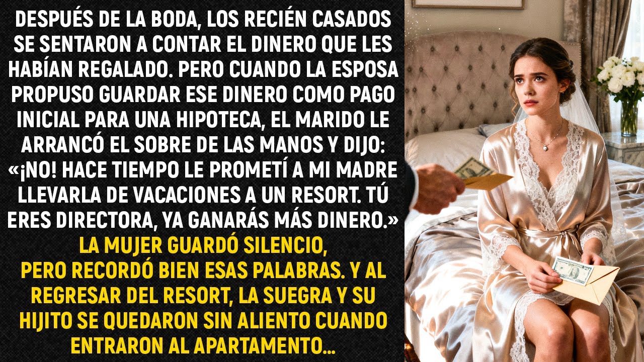 Después de la boda, los recién casados se sentaron a contar el dinero que les habían regalado...