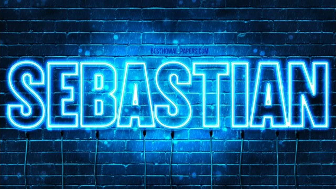 Sebastian name. Blue text. christian names. sebastian -надпись буквами. george text in blue.
