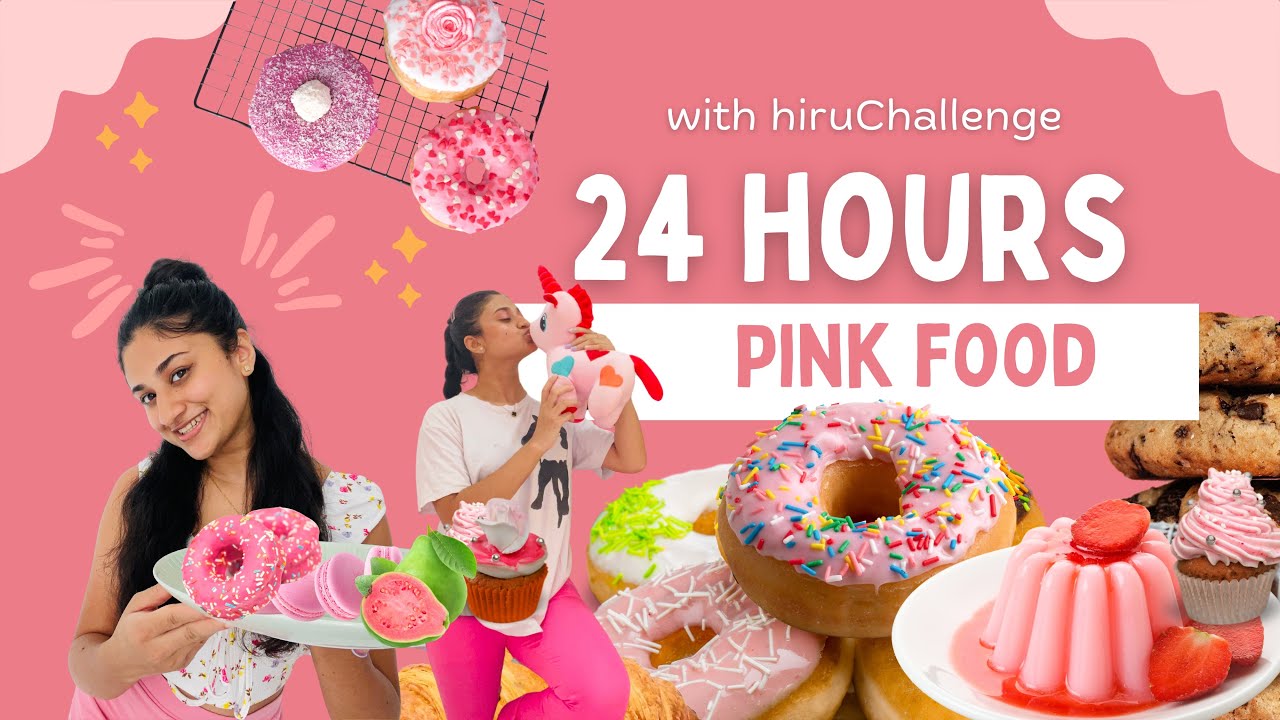 Pink food challenge💕| පලවෙනි food challenge එක😋|රෝස පට දවසක්
